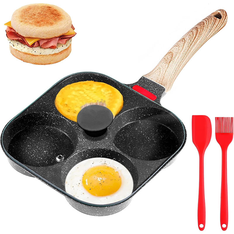 Egg Waffle Pan - 뚜껑이 있는 깊은 계란 프라이팬 4컵