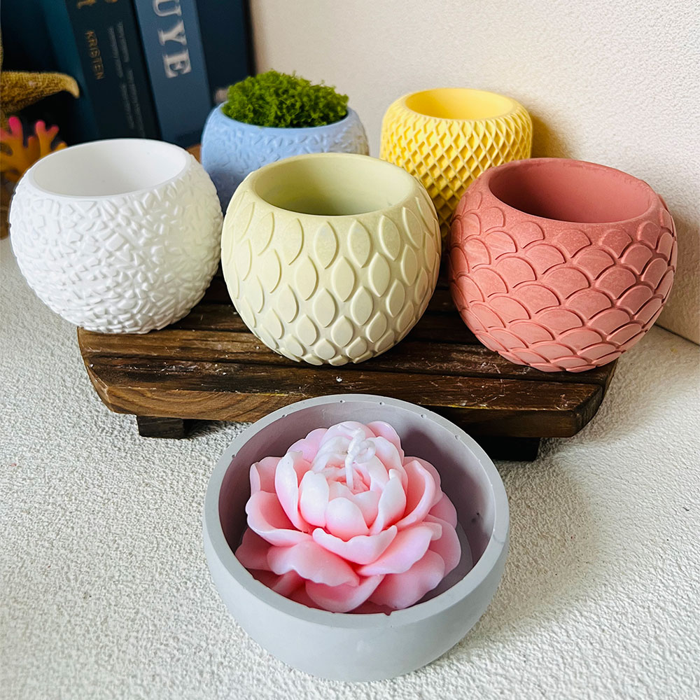 물고기 체중계 패턴 시멘트 양초 컵 몰드 콘크리트 화분 - Potsticker Mold 리뷰 및 가격